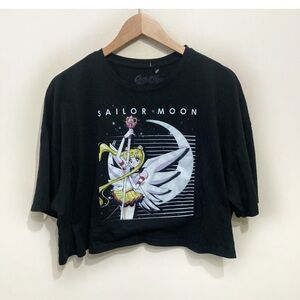 Sailor Moon Size Large Crop T-Shirt Black Sailor Stars Season 5